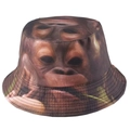 Vue détaillée de l'imprimé visage d'orang-outan sur le chapeau bob marron outdoor - Visage d'Orang-outan (No. 5 Mignon)