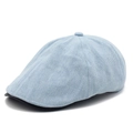 Classic light blue denim flat cap for men and women with adjustable casual style - One Size / Light Blue