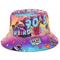 Cappello da pescatore stile retrò anni '90 con stampe graffiti colorate e protezione solare - Stampa Retro Arcobaleno Sfumato (BS571)