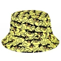 Detail of trendy bucket hat with all-over cartoon duck print in vibrant yellow color - Yellow Black Contrast Sunglasses Duck (7#)