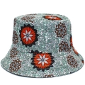 Fashionable floral bucket hat with mint green mandala patterns for sun protection - Reversible / Red Flower