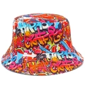 Colorful graffiti print bucket hat with vibrant street style art for men and women - Street Graffiti Style (BS587)