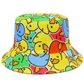 Bob réversible avec motifs canard colorés pour protection solaire et style décontracté - Canard Imprimé Allover Rouge Jaune Bleu Vert (1#)