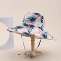 Cappello da sole estivo a tesa larga con motivo a pittura a olio blu e arancione - Pittura a Olio Bianco Blu Arancio (11#)