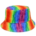Cappello a secchiello reversibile con motivo arcobaleno tie-dye e strisce colorate - Taglia unica / Arcobaleno Tie-Dye (BS583)