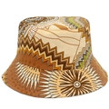 Etnische bohemian vissershoed met geometrische zonnepatronen voor zonbescherming buiten - Aardetinten Bohemian Print (1#)
