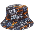 Cappello a secchiello stile graffiti con scritte colorate per uomo e donna, look street - Taglia unica / Stile con Stampa Graffiti (BS601)