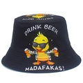 Zwarte canvas vissershoed met grappige eend print voor zonbescherming en buitenwerk - Hawaiishirt Bier Eend (BS623) / Zwart