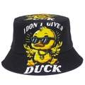 Fashionable black cotton bucket hat with a cool cartoon duck and hip-hop graphic print - Sunglasses Duck Style (BS634)
