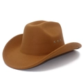 Klassieke donkerbruine vilten western cowboyhoed met brede rand en metalen oogjes - Eén maat / Bruin