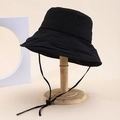 Classic black quick-dry bucket hat with adjustable windproof rope for outdoor activities - One Size / Black