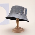 Silver metallic bucket hat with sequin finish for street fashion and sun protection - One Size / Metallic Shimmer Silver