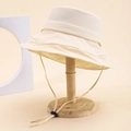 Unisex quick-dry sun hat in cream color with adjustable windproof strap for outdoors - One Size / Beige