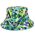 Classic football pattern bucket hat with vibrant green, blue, and yellow geometric print - Football Pattern Style (BS641)