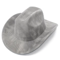 Detail of grey western cowboy hat featuring woven texture and upturned brim design - One Size / Light Gray
