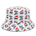 White Christmas bucket hat featuring stylish Santa Claus print and HO! HO! HO! text - White Sunglasses Santa HO HO HO Print (5#)