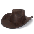 Chapeau de cow-boy vintage marron foncé avec finition texturée et larges bords sur blanc - café