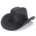 Cappello fedora nero con motivo a pelle di serpente e tesa larga strutturata - Taglia unica / Nero