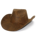 Cappello da cowboy vintage in ecopelle marrone con stampa serpente, corona a pizzico e tesa larga - Taglia unica / Marrone