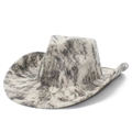 Chapeau de cowboy western classique avec texture marbrée vintage et large bord incurvé - Gris