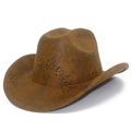 Cappello da cowboy western classico con motivo serpente marrone scuro e tesa curva di tendenza - Taglia unica / Marrone