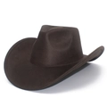 Stylish dark brown PU leather gentleman hat with rolled brim and classic top indentation - Coffee