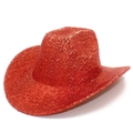 Sparkling red sequin cowboy hat for parties, festivals, and glamorous stage performances - Red