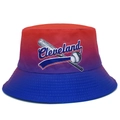 Rood, paars en blauw kleurverloop vissershoed met Cleveland baseball borduursel voor zonbescherming - Rood Blauw Gradiënt Stijl (BS668) / Eén maat