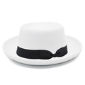 Elegante cappello in feltro bianco con nastro in gros-grain nero e fiocco laterale - Bianco