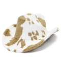 Pelziger Cowboyhut mit Kuhmuster aus weichem Plüsch und klassischer Jazz-Fedora-Silhouette - Khaki