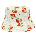 Christmas bucket hat with vintage Santa Claus and red star prints on cream cotton fabric - Off-white Vintage Santa Claus Red Star Print (8#)