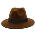 Close-up of the dark brown fedora hat featuring a classic black grosgrain ribbon band - One Size / Coffee