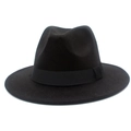 Detailed view of black fedora hat with matching fabric ribbon and smooth felt texture - One Size / Black