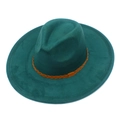 Dettaglio del cappello fedora verde scuro con fascia in ecopelle intrecciata marrone - Taglia unica / Verde Scuro