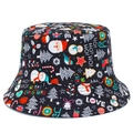 Black Christmas bucket hat with festive Santa, snowman and reindeer all-over print - One Size / Black All-over Print (3#)