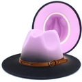 Détail du chapeau fedora dégradé violet avec bande en cuir clouté et doublure - Purple Deep Blue Gradient (5#)