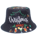 Schwarzer Fischerhut mit festlichem Weihnachtsaufdruck und bunten Cocktail Motiven - Einheitsgröße / Schwarz Weihnachtsstimmung (14#)