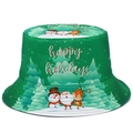 Grüner Weihnachts-Anglerhut mit Happy Holidays-Print sowie Schneemann- und Weihnachtsmann-Motiv - Einheitsgröße / Smaragdgrün Schöne Feiertage (15#)