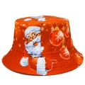 Detail of red Christmas bucket hat with festive Santa Claus and snowflake pattern - One Size / Orange Red Christmas Ball (7#)
