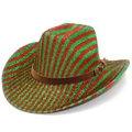 Chapeau de cowboy rayé arc-en-ciel à paillettes rouges et vertes pour costume d'Halloween - Rayures Rouges et Vertes / Vert