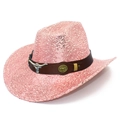 Cappello da cowboy rosa con paillettes e decoro a testa di toro per feste e club - Taglia unica / Rosa