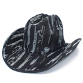 Distressed vintage navy denim cowboy hat with torn details and classic wide curved brim - One Size / Black