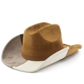 Klassischer Patchwork Cowboyhut aus Wildleder mit braunen Tönen und stylischer breiter Krempe - Braun