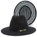 Cappello fedora jazz classico vintage con elegante motivo pied-de-poule sotto la falda - Marrone Scuro