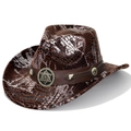 Classico cappello da cowboy western con motivo a serpente marrone e borchie - Parte Superiore a Cuore / caffè