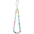 Colorful star and round beaded phone charm strap with candy colors and iridescent finish - Multicolor Plastic Star Phone Chain