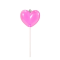 Detailed macro view of pink translucent heart lollipop resin pendant with metal loop charm - Purple Red Transparent Heart Lollipop Pendants