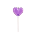 Détail d'un pendentif sucette en forme de cœur violet transparent avec anneau argenté - Pendentifs Sucette Coeur Transparents Violets