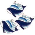 Three blue whale enamel alloy charms with gold plating for DIY jewelry making - Planet Whale Style