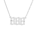 Collana in acciaio inossidabile argento con ciondolo numero gotico 8888 e catena a O - Numero 777 / Argento